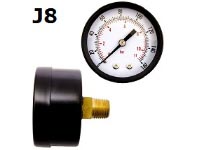 Model J8 Gauge - 1/4" NPT Back Connection Black Enameled Steel Case - Non Fillable